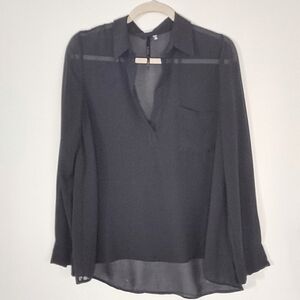 Vintage Oversized Sheer Black Top Size Medium